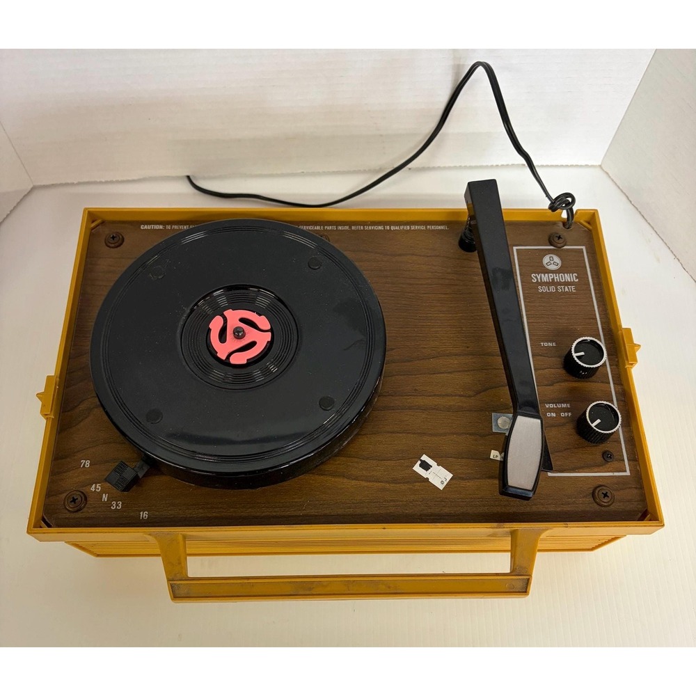 Vintage Symphonic Solid State Portable Record Player Turntable Model 1206HG